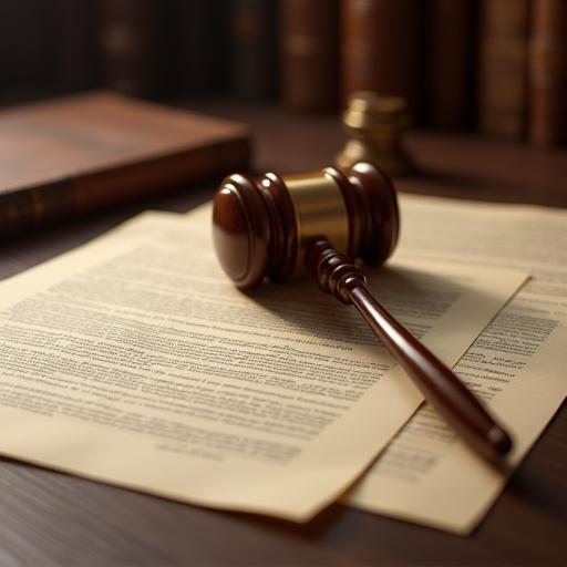 Legal documents and gavel